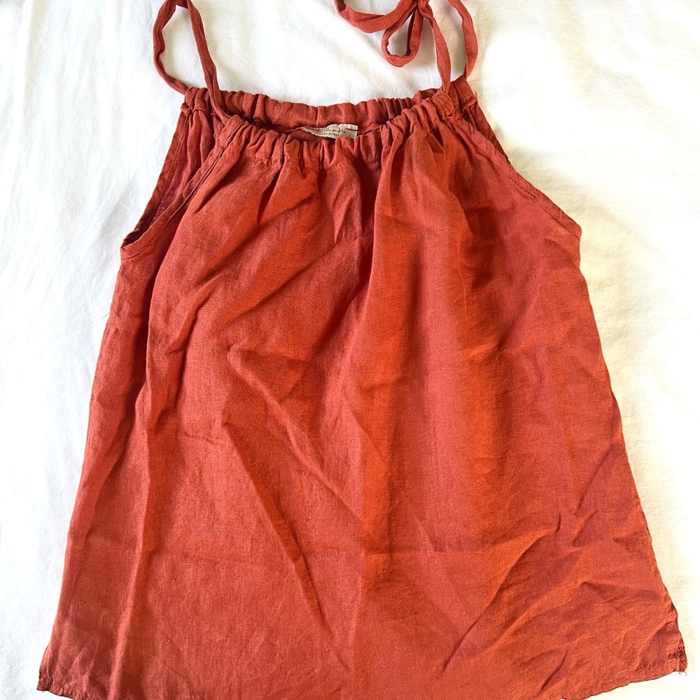 Orange Linen Tie top